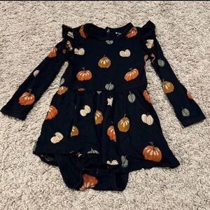 Kyte baby twirl bodysuit dress in midnight pumpkin